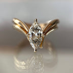 Marquise Cut Moissanite Engagement Ring Set Curve Band Wedding Bridal Set