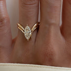 Marquise Cut Moissanite Engagement Ring Set Curve Band Wedding Bridal Set