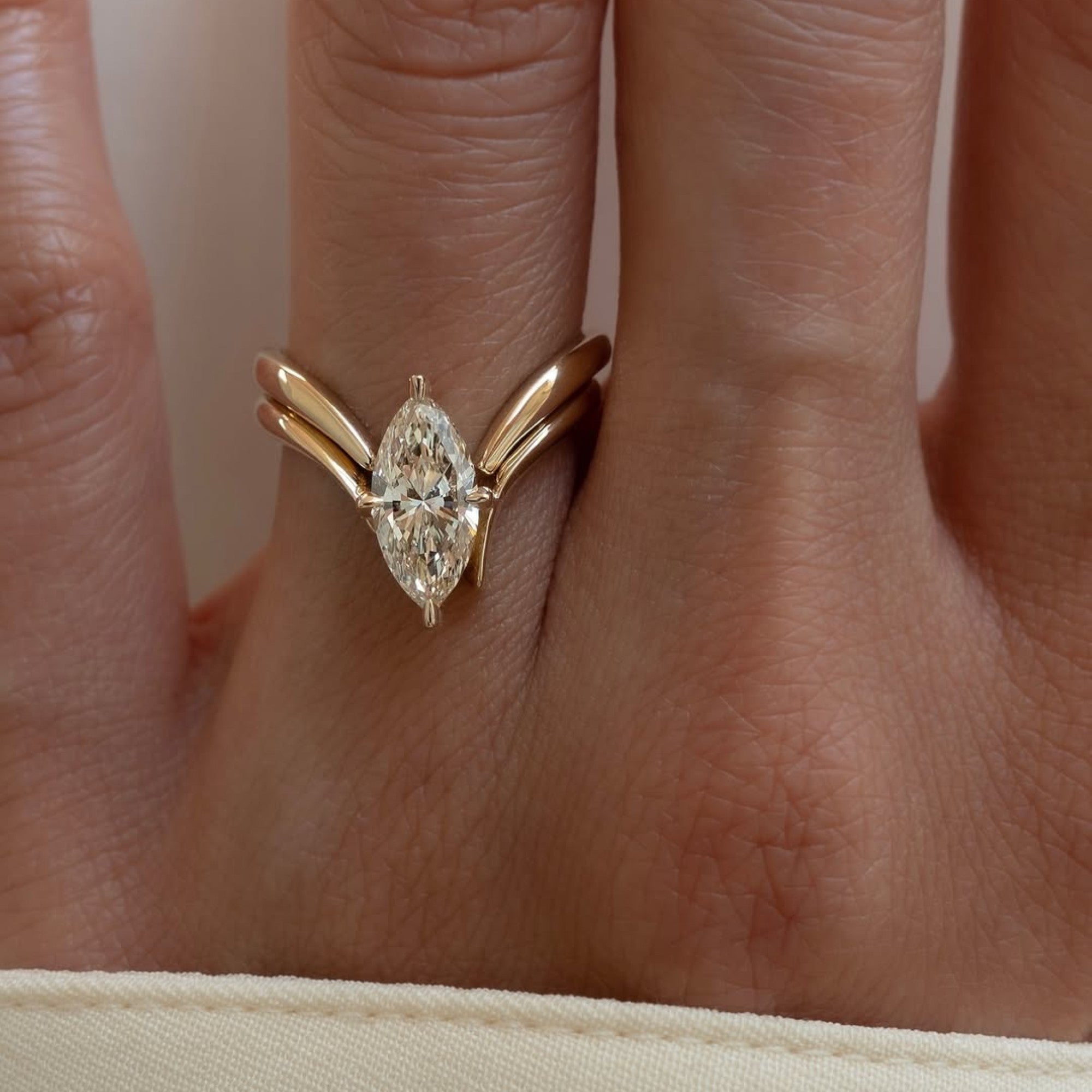 Marquise Cut Moissanite Engagement Ring Set Curve Band Wedding Bridal Set
