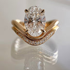 Oval Cut Moissanite  Engagement Bridal Set Curve Band Wedding Ring Set