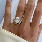Oval Cut Lab Grown Engagement Bridal Set Curve Band Wedding Ring Set