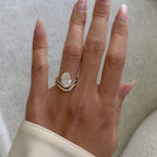 Oval Cut Lab Grown Engagement Bridal Set Curve Band Wedding Ring Set
