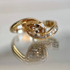 Light Brown Pear Moissanite Engagement Ring V Prong East West Wedding Ring