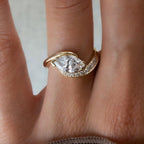 East West Marquise Moissanite Engagement Ring V Prong Wedding Ring