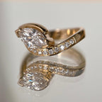 East West Marquise Moissanite Engagement Ring V Prong Wedding Ring