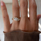 East West Marquise Moissanite Engagement Ring V Prong Wedding Ring