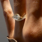 East West Marquise Moissanite Engagement Ring V Prong Wedding Ring