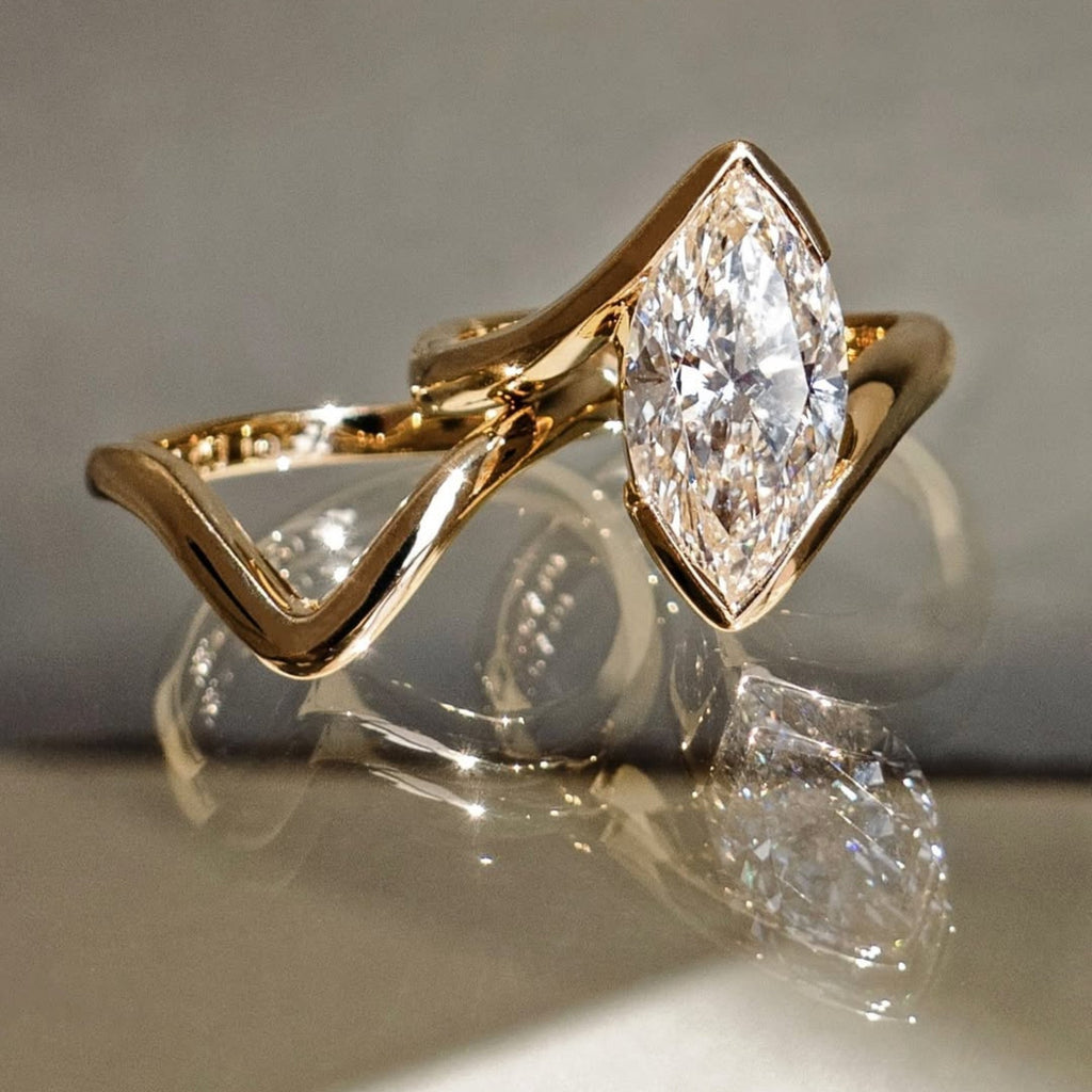 Marquise Moissanite Engagement Ring Set Unique Style Wedding Bridal Set