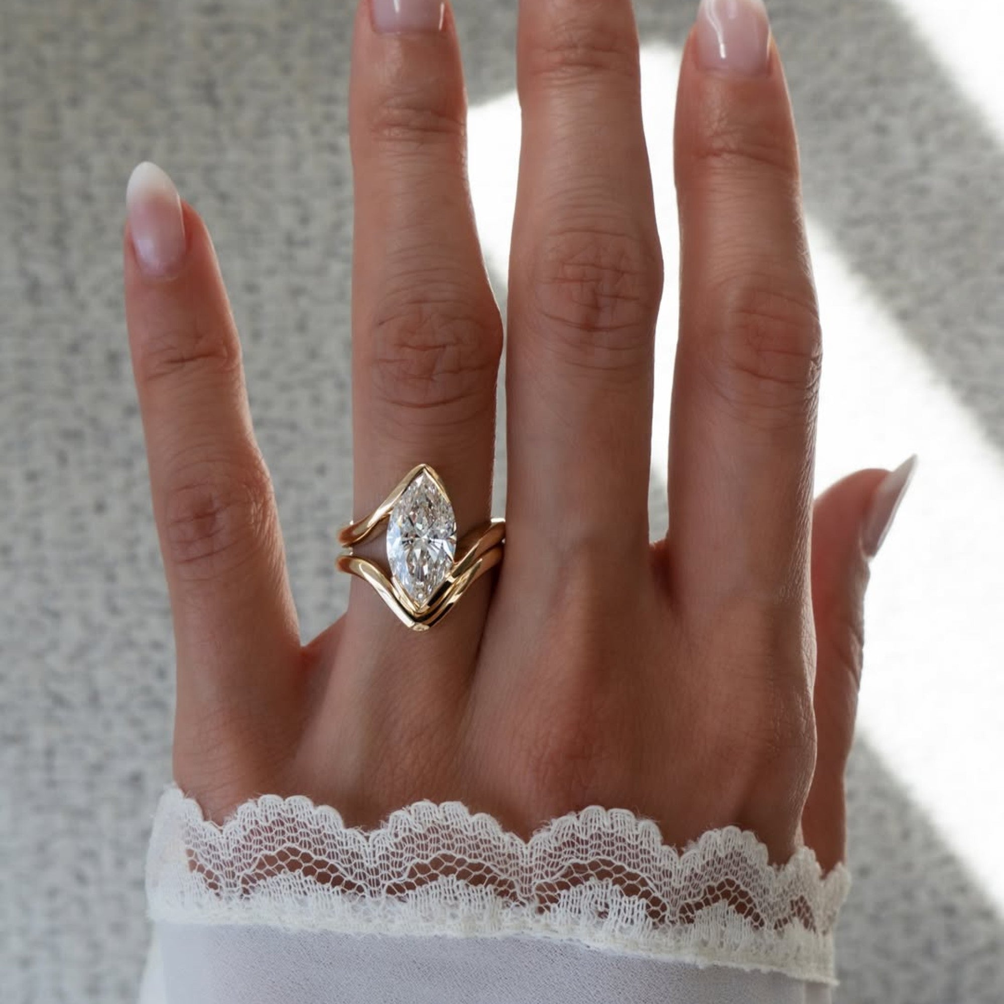 Marquise Moissanite Engagement Ring Set Unique Style Wedding Bridal Set