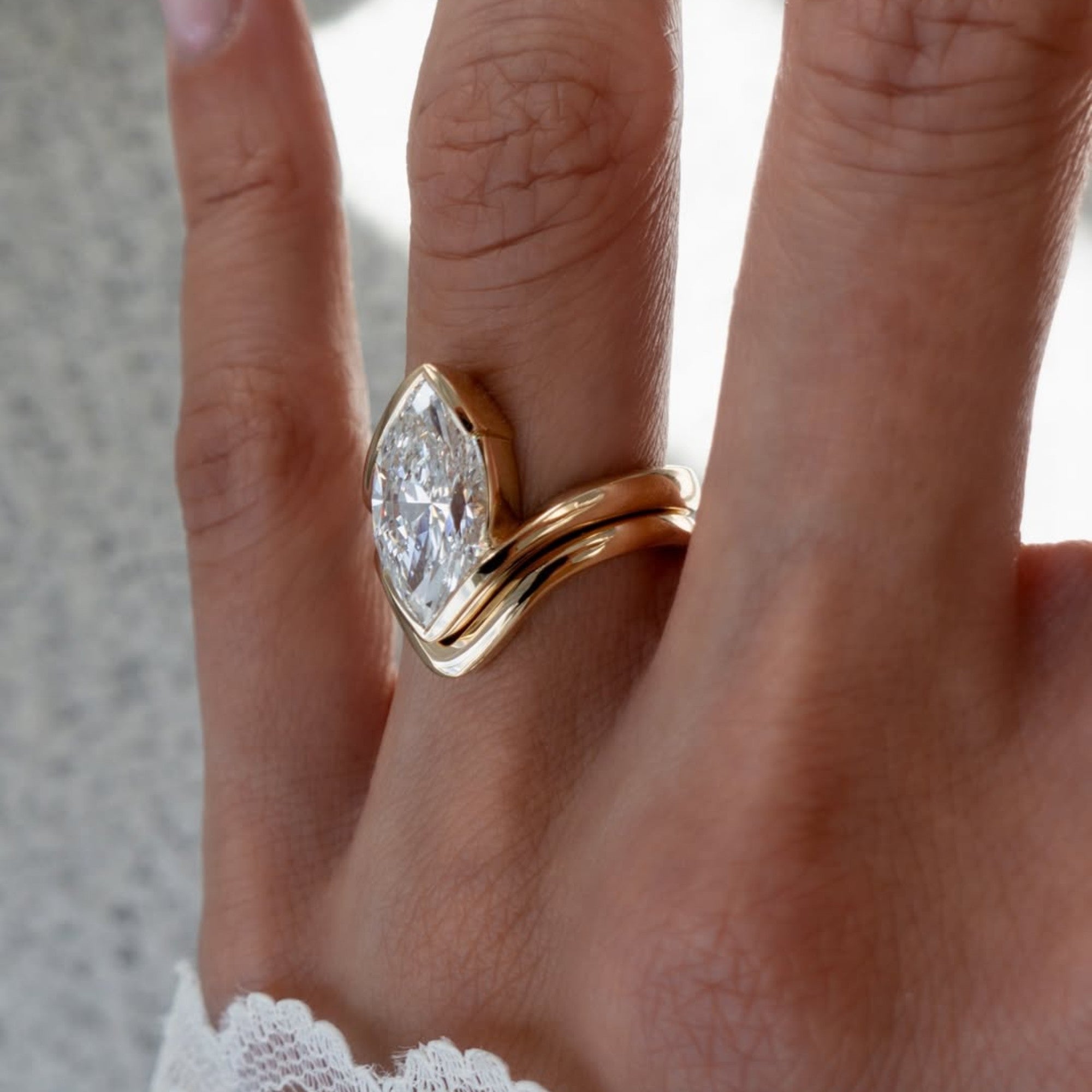 Marquise Moissanite Engagement Ring Set Unique Style Wedding Bridal Set