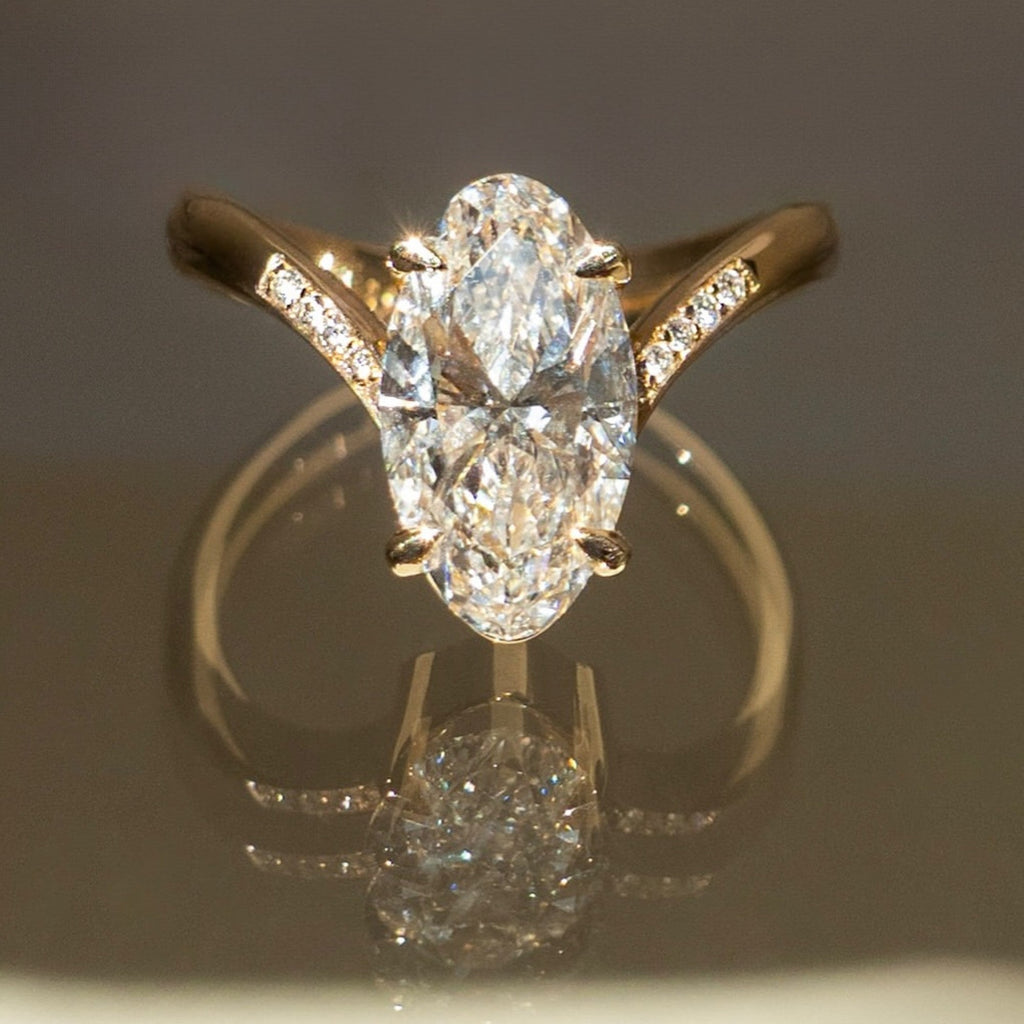 Oval Cut Moissanite Engagement Ring Curve Band Solid Gold Wedding Ring
