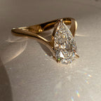Pear Cut Lab Grown Engagement Ring Solitaire Antique Wedding Ring