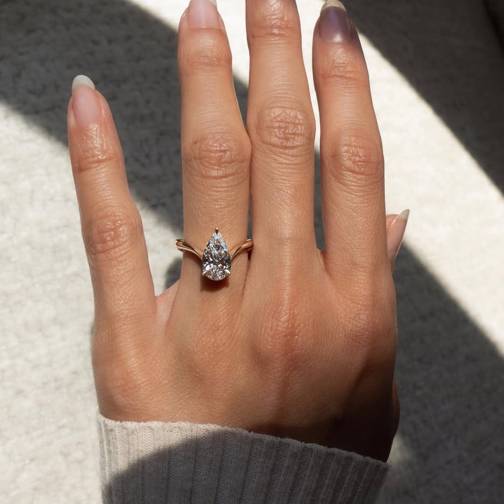 Pear Cut Moissanite Engagement Ring Solitaire Antique Wedding Ring