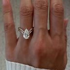 Pear Cut Lab Grown Engagement Ring Set Curve Band Gold Bridal Set