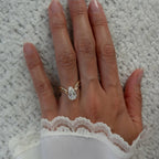 Pear Cut Lab Grown Engagement Ring Set Curve Band Gold Bridal Set