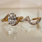 Oval Lab Grown Engagement Bridal Set Matching Band Wedding Ring Set