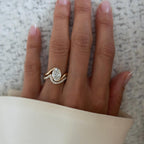 Oval Lab Grown Engagement Bridal Set Matching Band Wedding Ring Set