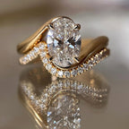 Oval Lab Grown Engagement Bridal Set Matching Band Wedding Ring Set