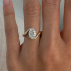Oval Cut Moissanite Engagement Ring Bypass Solitaire Wedding Ring