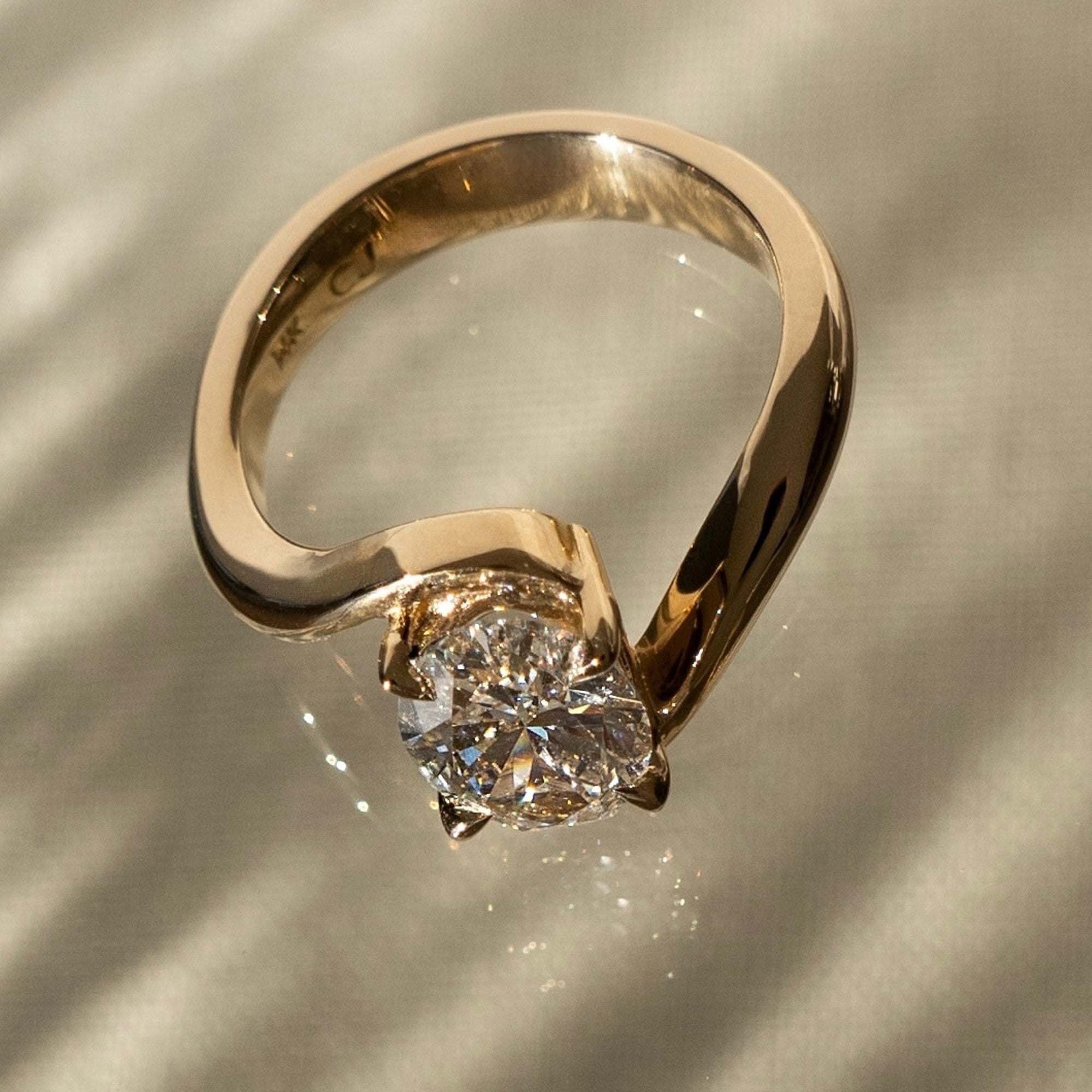 Oval Cut Lab Grown Engagement Ring Bypass Solitaire Wedding Ring