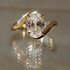 Oval Cut Lab Grown Engagement Ring Bypass Solitaire Wedding Ring