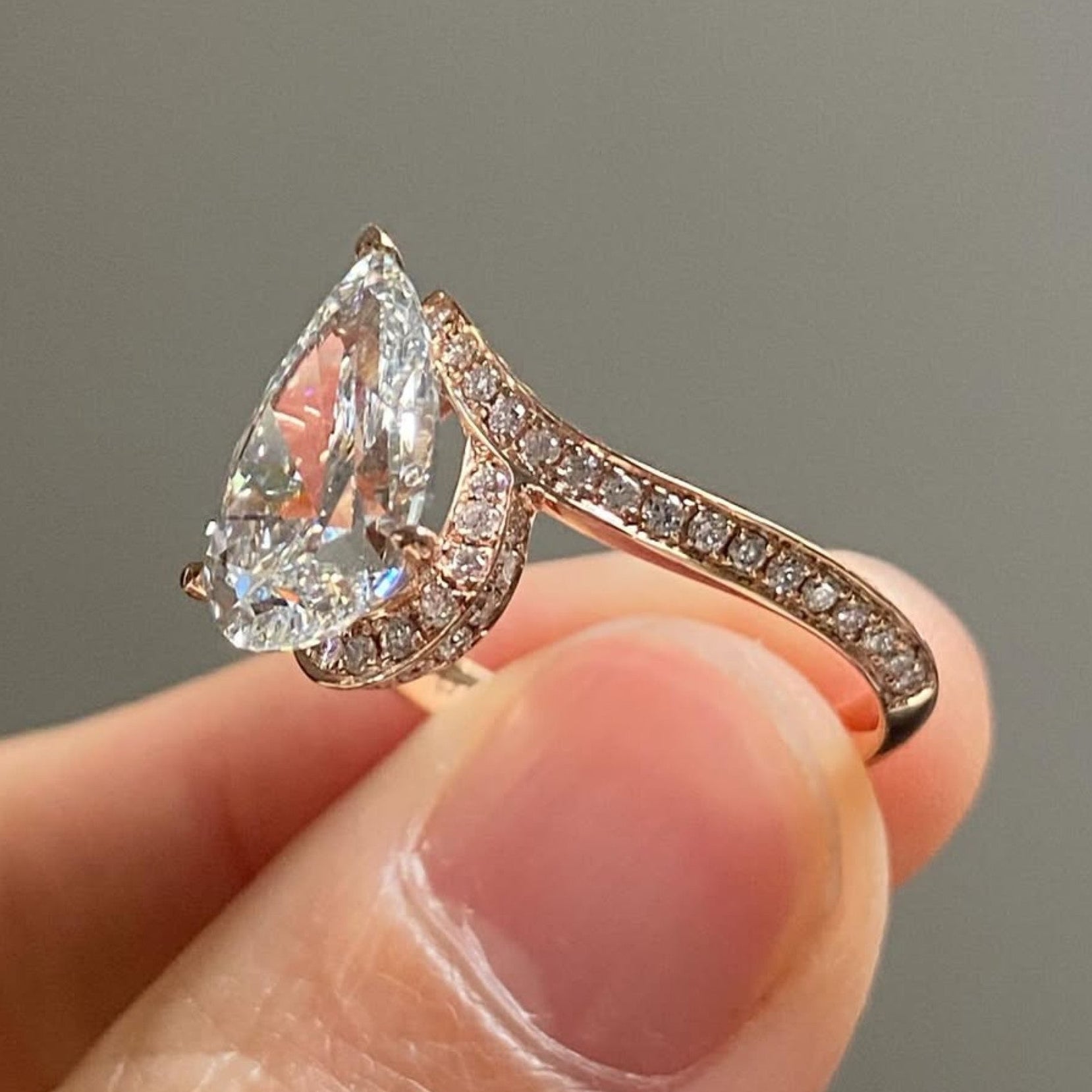 Pear Lab Grown Engagement Ring Unique Style Wedding Ring