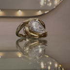 Pear Cut Lab grown Engagement Ring East West Solitaire Wedding Ring