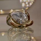 Pear Cut Moissanite Engagement Ring East West Solitaire Wedding Ring
