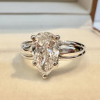 Pear Cut Lab Grown Engagement Ring White Gold Solitaire Wedding Ring
