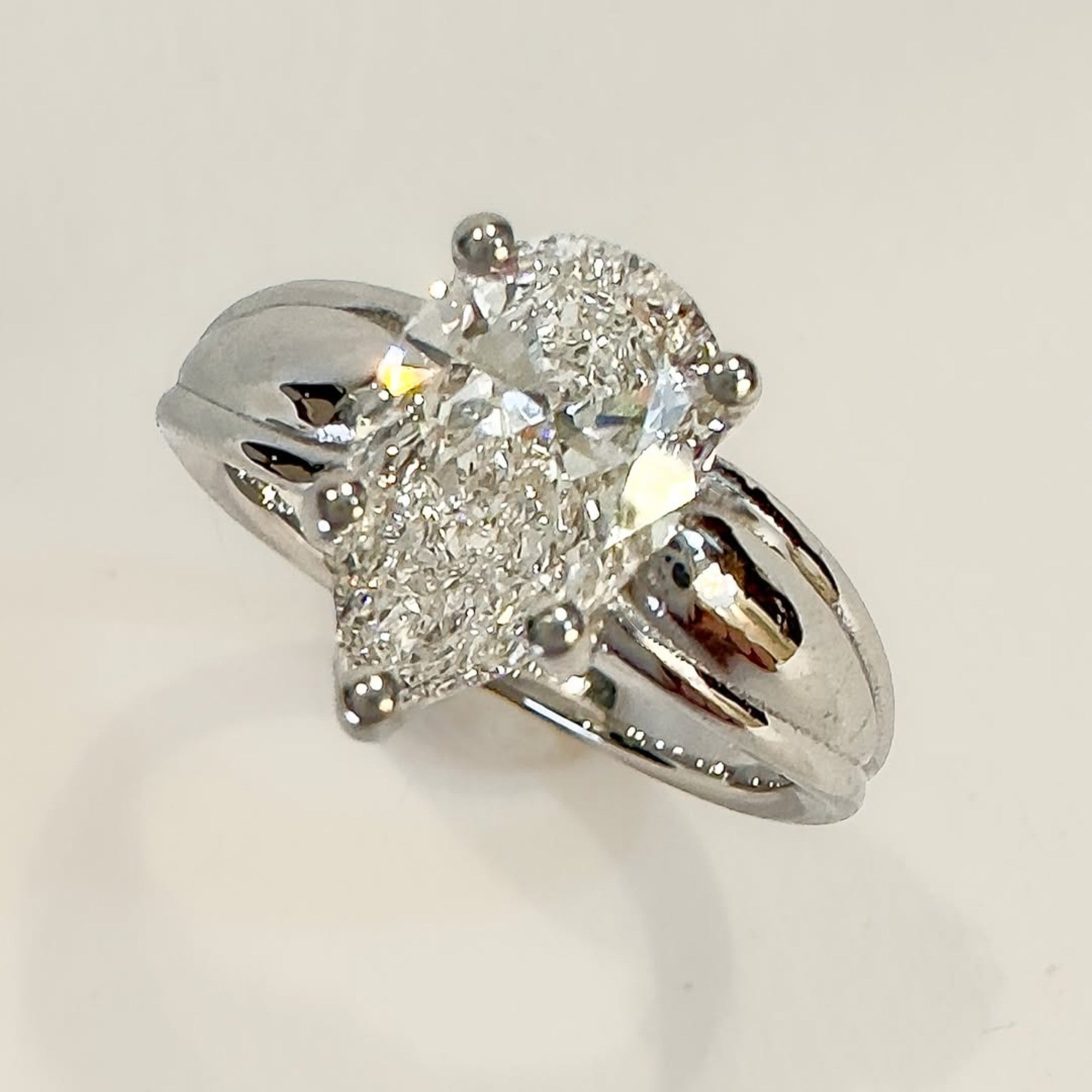 Pear Cut Moissanite Engagement Ring White Gold Solitaire Wedding Ring
