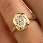 Oval Cut Bezel Set Lab Grown Engagement Ring Solitaire Unique Wedding Ring Total  Diamond