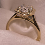 Oval Cut Bezel Set Lab Grown Engagement Ring Solitaire Unique Wedding Ring Total  Diamond