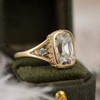 Old Mine Elongated Cushion Lab Grown Engagement Ring Bezel Set Vintage Inspired Ring