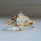 Marquise Cut Moissanite Engagement Ring Art deco Wedding Ring