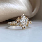 Marquise Cut Moissanite Engagement Ring Art deco Wedding Ring