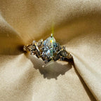 Pear Cut Moissanite Engagement Ring Art Deco Gold Wedding Ring
