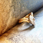 Marquise Lab Grown Engagement Ring Set Gold Wedding Bridal Set