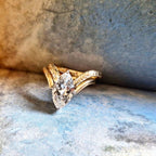 Marquise Moissanite Engagement Ring Set Gold Wedding Bridal Set