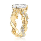 Oval Lab Grown Engagement Ring Snak Vintage Inspired Unique Gold Wedding Ring