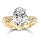 Oval Lab Grown Engagement Ring Snak Vintage Inspired Unique Gold Wedding Ring