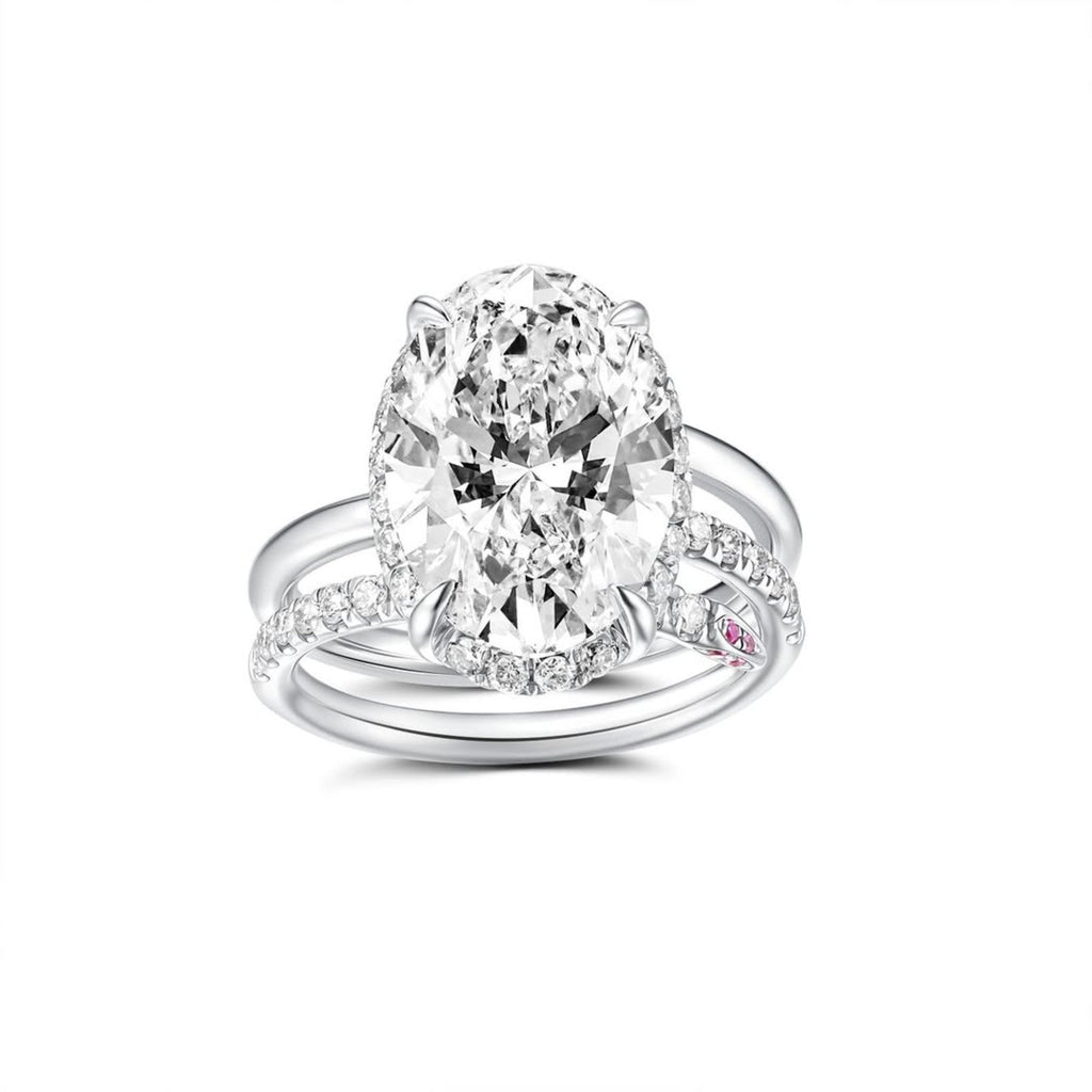 Oval Cut Moissanite Engagement Ring Unique White Gold Wedding Ring
