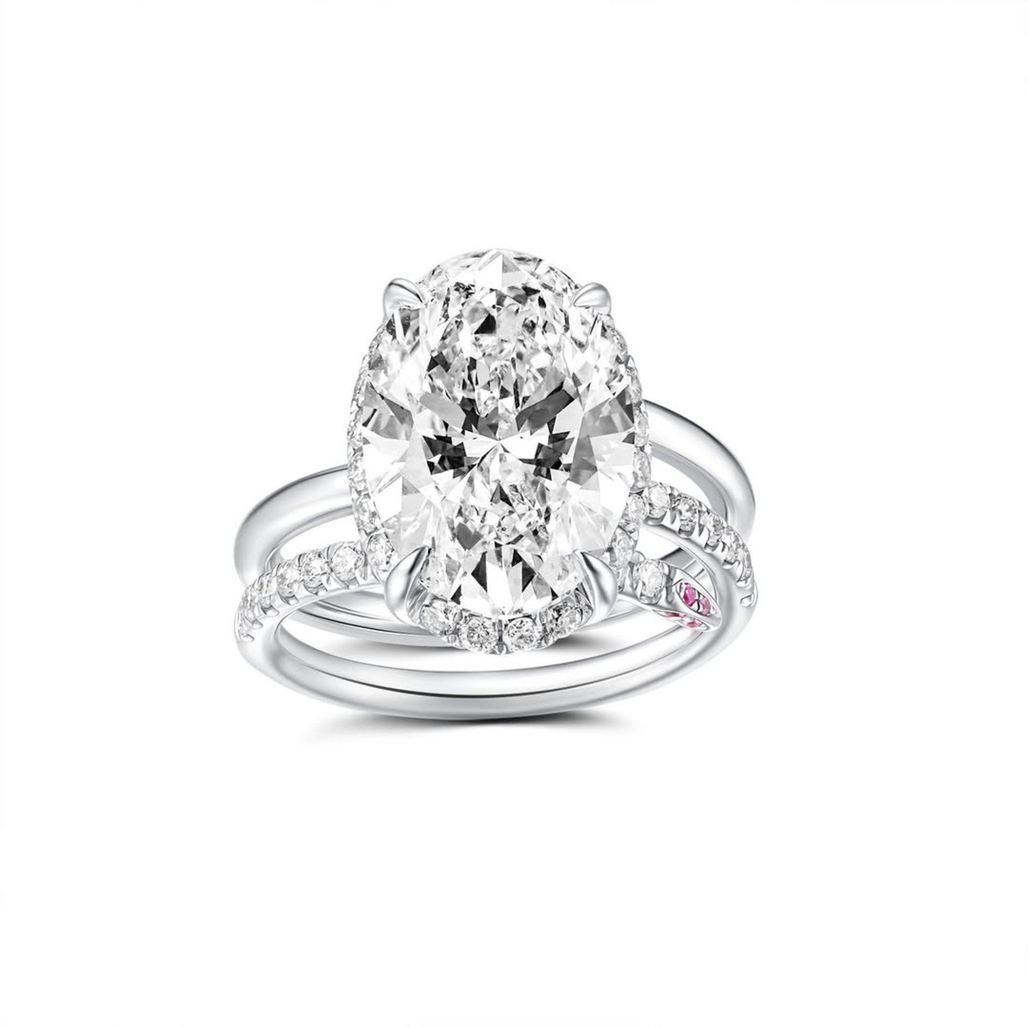 Oval Cut Moissanite Engagement Ring Unique White Gold Wedding Ring