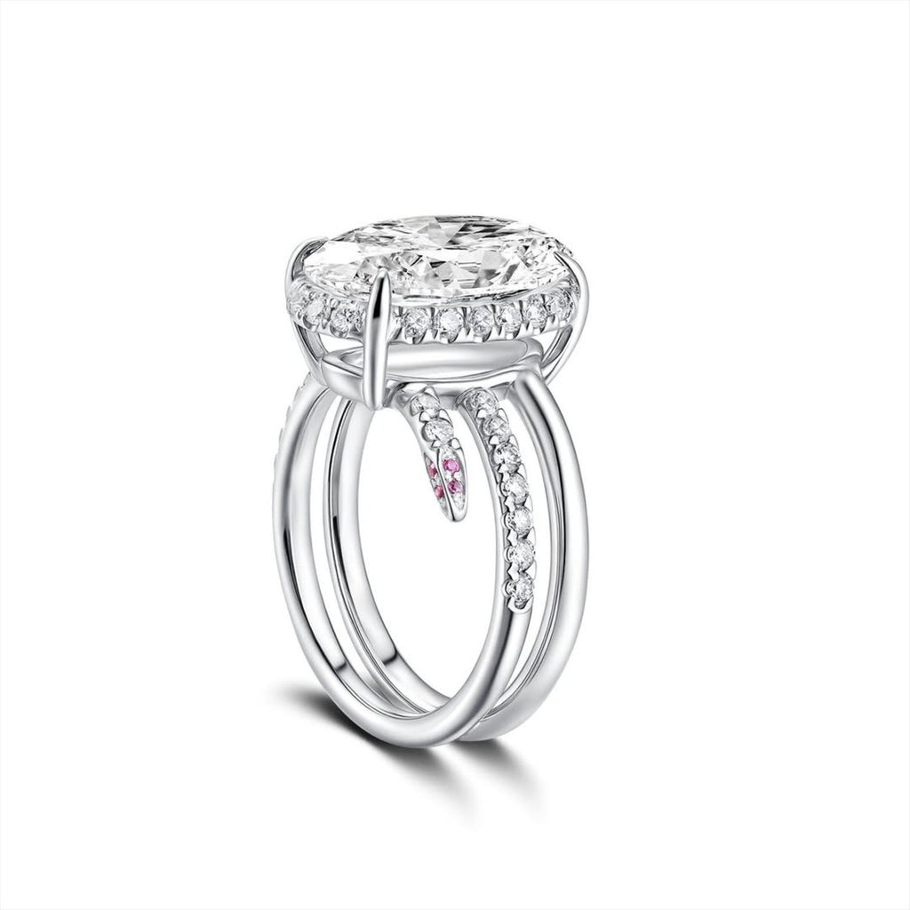 Oval Cut Lab Grown Engagement Ring Unique White Gold Wedding Ring