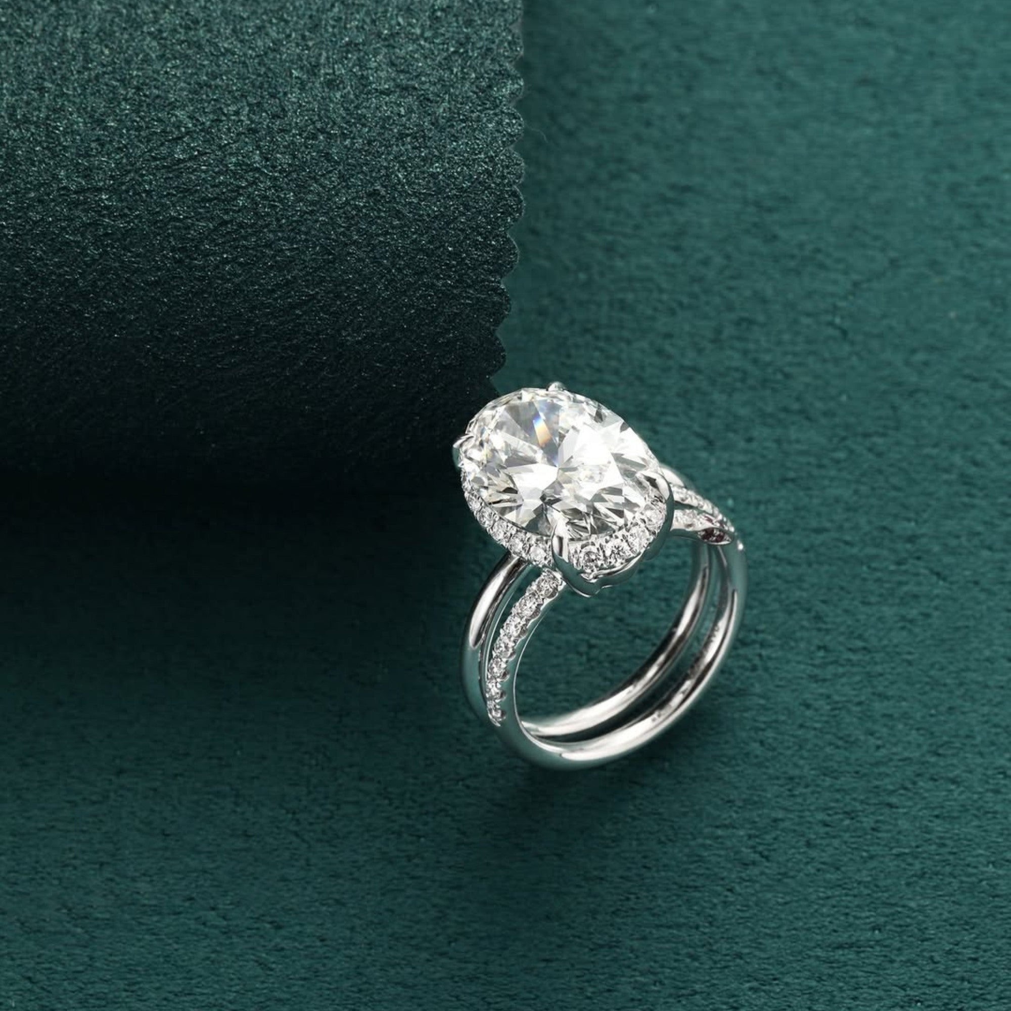 Oval Cut Lab Grown Engagement Ring Unique White Gold Wedding Ring