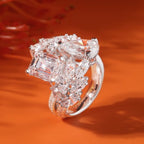 4.00 TCW Pear And Emerald Lab Grown Engagement Ring Bridal Unique White Gold Wedding Ring