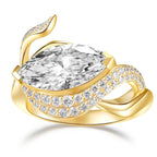 Marquise Moissanite Bridal Engagement Ring Nature Inspired Gold Wedding Ring