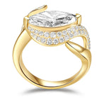 Marquise Moissanite Bridal Engagement Ring Nature Inspired Gold Wedding Ring