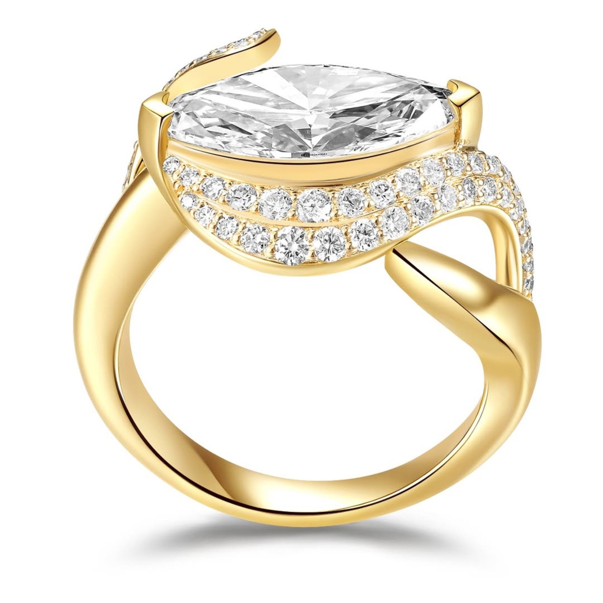 Marquise Moissanite Bridal Engagement Ring Nature Inspired Gold Wedding Ring