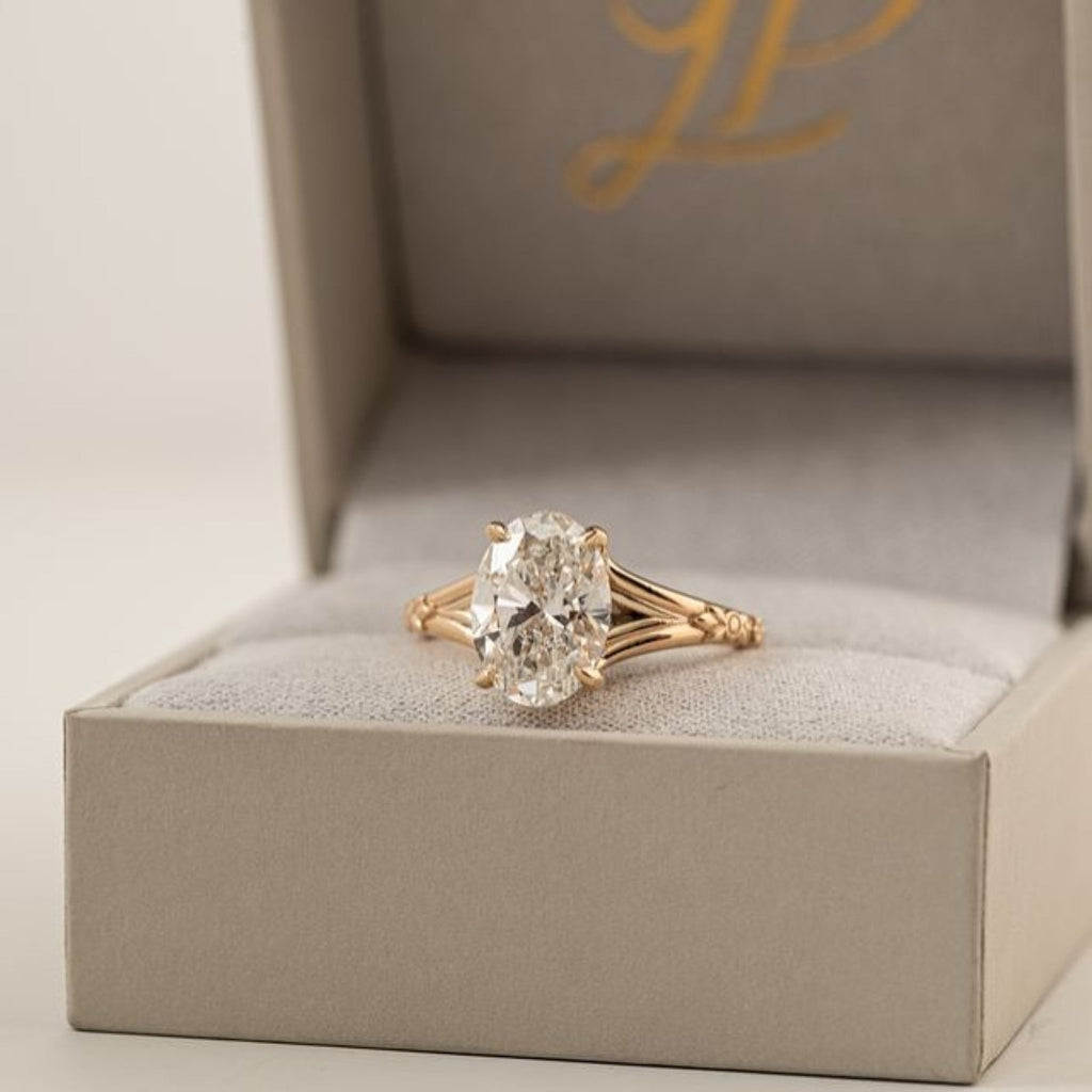 Oval Cut Lab Grown Engagement Ring Solid Gold Solitaire Wedding Ring