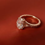 Oval Cut Lab Grown Engagement Ring Solid Gold Solitaire Wedding Ring